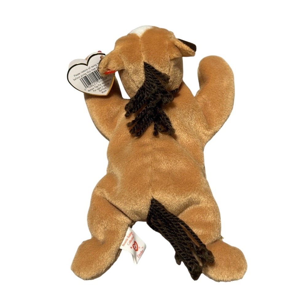 Ty Beanie Babies Derby the Horse 1995 Vintage Plush Tan Brown Yarn Mane - Picture 6 of 7